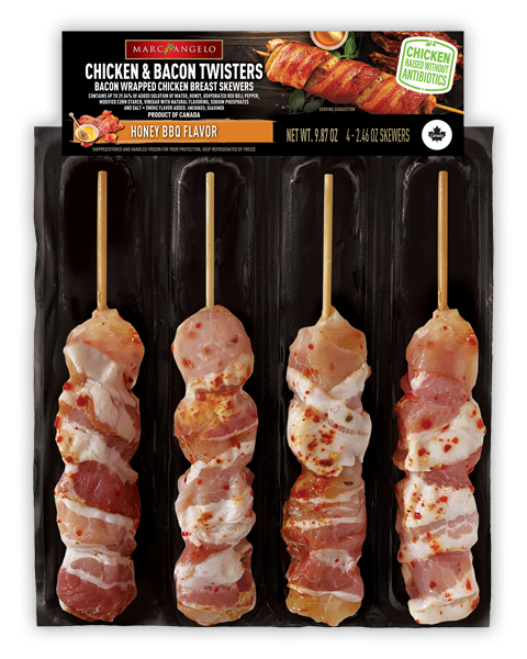 Marcangelo bacon wrapped chicken skewers