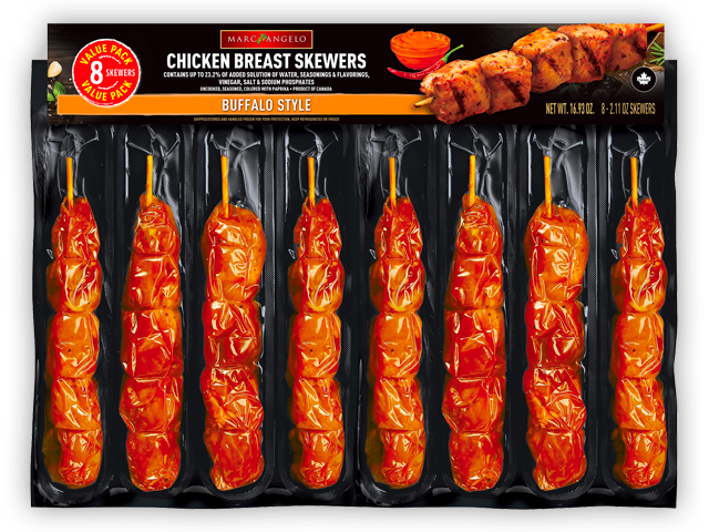 Marcangelo Foods Buffalo Chicken Skewers Marcangelo Foods Buffalo Chicken Skewers