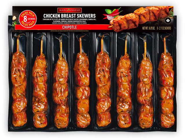 Marcangelo Foods Chipotle Chicken Skewers Marcangelo Foods Chipotle Chicken Skewers