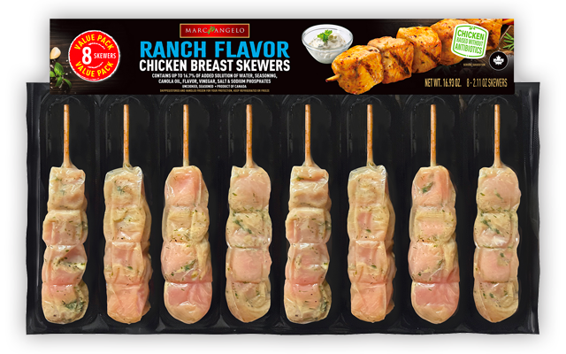 Marcangelo Foods Ranch Flavor Chicken Skewers Marcangelo Foods Ranch Flavor Chicken Skewers