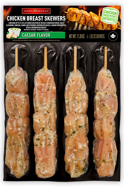 Marcangelo Foods Caesar Flavor Chicken Skewers Marcangelo Foods Caesar Flavor Chicken Skewers