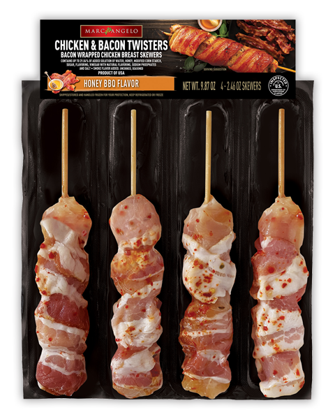 Marcangelo bacon wrapped chicken skewers