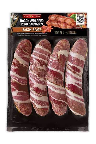 Marcangelo bacon wrapped brats pork sausages Marcangelo bacon wrapped brats pork sausages