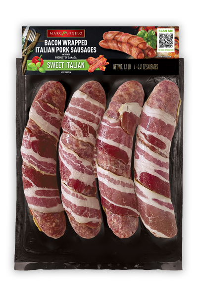 Marcangelo bacon wrapped sweet Italian pork sausages Marcangelo bacon wrapped sweet Italian pork sausages