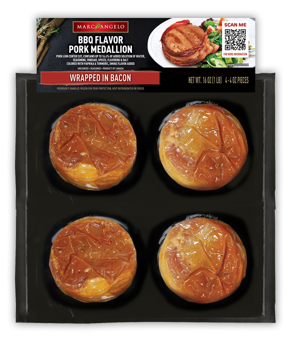 Marcangelo BBQ flavor pork medallion wrapped in bacon Marcangelo BBQ flavor pork medallion wrapped in bacon