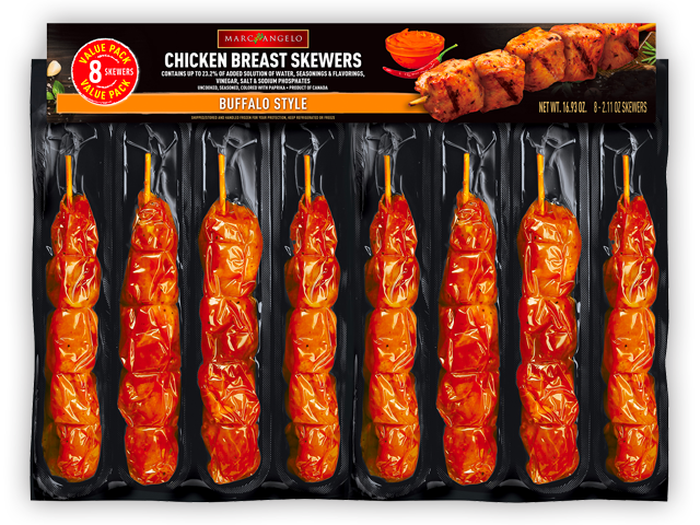 Marcangelo Foods Buffalo Chicken Skewers Marcangelo Foods Buffalo Chicken Skewers