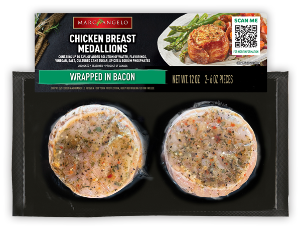 Marcangelo chicken breast medallions wrapped in bacon Marcangelo chicken breast medallions wrapped in bacon