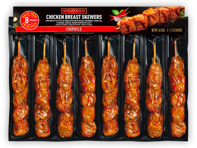 Marcangelo Foods Chipotle Chicken Skewers Marcangelo Foods Chipotle Chicken Skewers