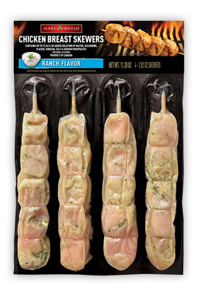 Marcangelo Foods Ranch Flavor Chicken Skewers Marcangelo Foods Ranch Flavor Chicken Skewers