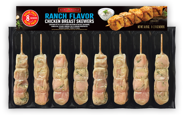 Marcangelo Foods Ranch Flavor Chicken Skewers Marcangelo Foods Ranch Flavor Chicken Skewers