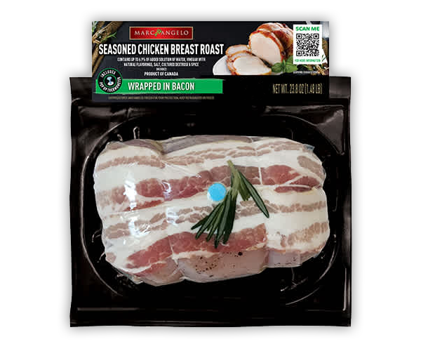 Marcangelo seasoned chicken breast roast wrapped in bacon