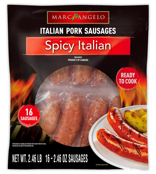 Marcangelo Foods Spicy Italian Sausages - 16 Sausages Marcangelo Foods Spicy Italian Sausages - 16 Sausages