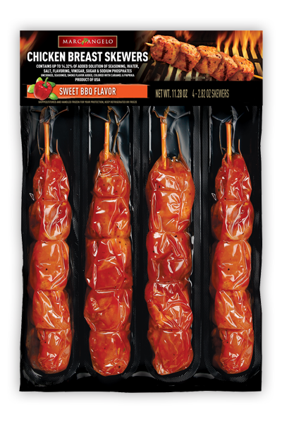 Marcangelo sweet BBQ chicken breast skewers Marcangelo sweet BBQ chicken breast skewers