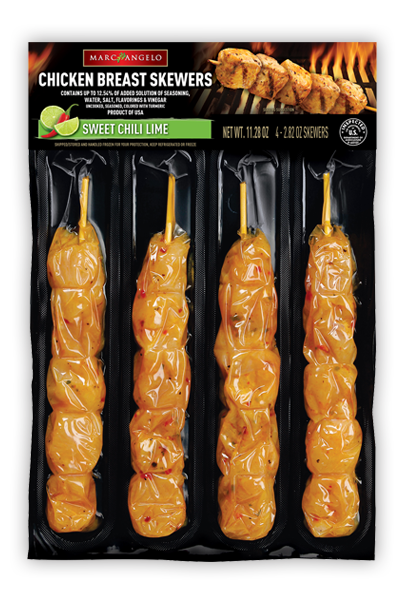 Marcangelo Foods Sweet Chili Lime Chicken Breast Skewers Marcangelo Foods Sweet Chili Lime Chicken Breast Skewers