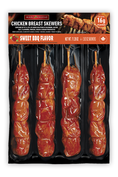 Marcangelo sweet BBQ chicken breast skewers