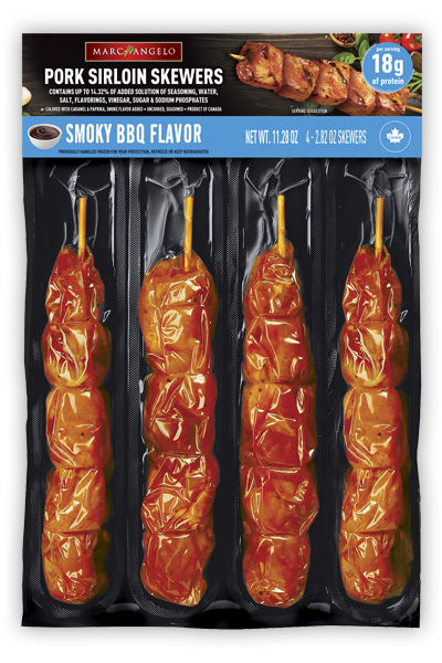 Marcangelo smoky BBQ pork sirloin skewers