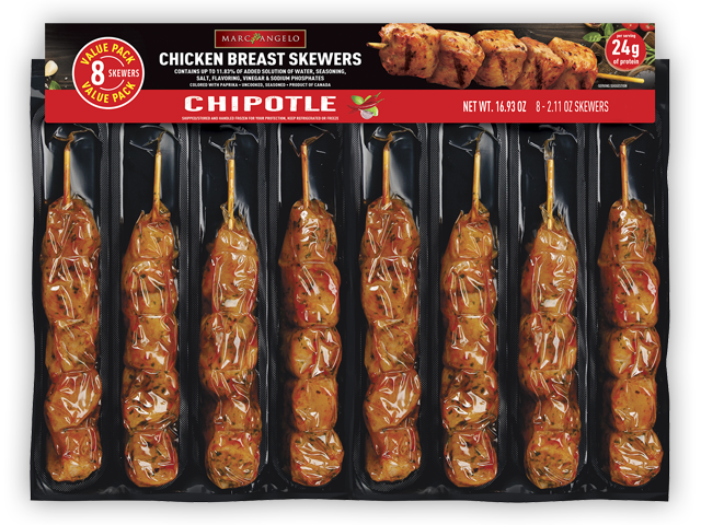 Marcangelo Foods Chipotle Chicken Skewers