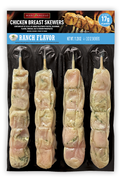 Marcangelo Foods Ranch Flavor Chicken Skewers