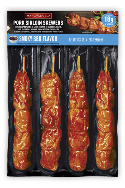 Marcangelo smoky BBQ pork sirloin skewers