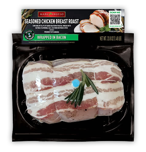Marcangelo seasoned chicken breast roast wrapped in bacon